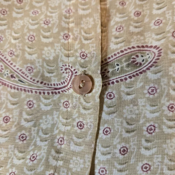 Maggie McNaughton Sheer Blouse Paisley Tan And Burgundy Size 2X - Picture 4 of 8
